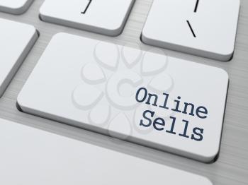 Online Sells - Business Concept. Button on Modern Computer Keyboard. 3D Render.