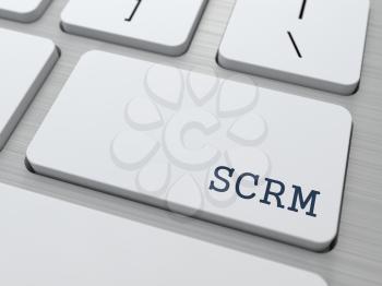 SCRM - Information Technology Concept. Button on Modern Computer Keyboard. 3D Render.