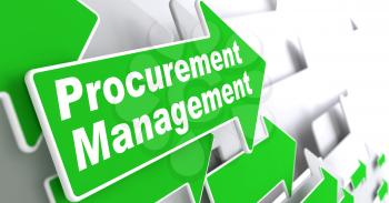 Procurement Management - Business Concept. Green Arrow with Procurement Management Slogan on a Grey Background. 3D Render.