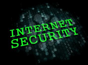 Internet Security - Information Technology Concept. The Word in Green Color on Digital Background.