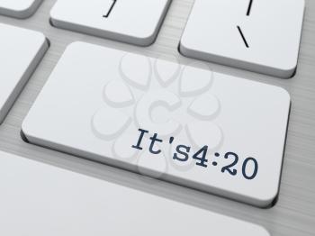 It's4:20. Cannabis Subculture Concept. Button on Modern Computer Keyboard. 3D Render.
