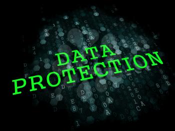 Data Protection - Information Technology Concept. The Word in Green Color on Digital Background.