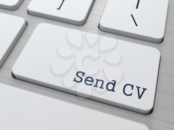 Send CV. Button on Modern Computer Keyboard. Business Concept. 3D Render.