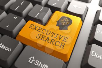 Orange Executive Search Button on Computer Keyboard. Business Concept.