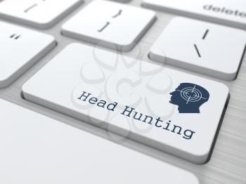 Headhunting. Button on Modern Computer Keyboard with Thematic Icon. Business Concept. 3D Render.