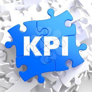 KPI - Key Performance Indicators - Written on Blue Puzzle Pieces. Business Concept.
