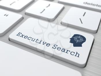 Executive Search. Button on Modern Computer Keyboard with Thematic Icon. Business Concept. 3D Render.