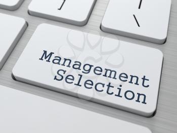 Management Selection. Button on Modern Computer Keyboard. Business Concept. 3D Render.