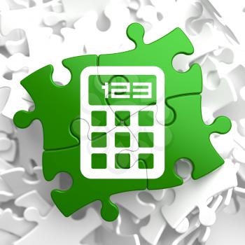 Icon of Calculator on Green Puzzle.