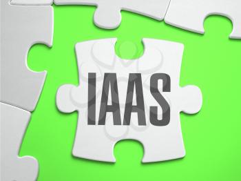 IaaS - Infrastructure as a Service - Jigsaw Puzzle with Missing Pieces. Bright Green Background. Closeup. 3d Illustration.