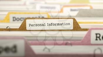 Personal Information - Folder Register Name in Directory. Colored, Blurred Image. Closeup View. 3d Render.