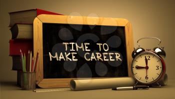 Time to Make Career Concept Hand Drawn on Chalkboard. Blurred Background. Toned Image. 3D Render.