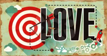 Love Concept. Grunge Poster in Flat Design. 
