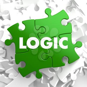 Logic on Green Puzzle on White Background. 3D Render.
