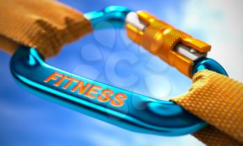 Fitness on Blue Carabine with a Orange Ropes. Selective Focus. 3D Render.