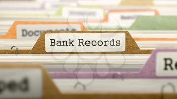 Bank Records Concept on Folder Register in Multicolor Card Index. Closeup View. Selective Focus. 3D Render.