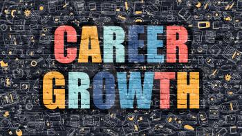 Career Growth Concept. Career Growth Drawn on Dark Wall. Career Growth in Multicolor. Career Growth Concept. Modern Illustration in Doodle Design of Career Growth.