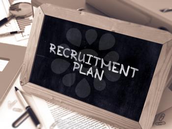Hand Drawn Recruitment Plan Concept  on Chalkboard. Blurred Background. Toned Image. 3D Render.