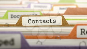 Contacts - Folder Register Name in Directory. Colored, Blurred Image. Closeup View. 3D Render.