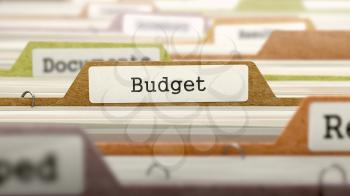 Budget on Business Folder in Multicolor Card Index. Closeup View. Blurred Image. 3D Render.