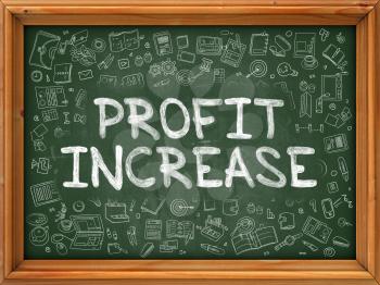 Profit Increase - Hand Drawn on Green Chalkboard with Doodle Icons Around. Modern Illustration with Doodle Design Style.