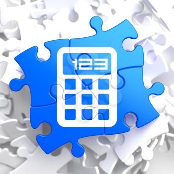 Icon of Calculator on Blue Puzzle.