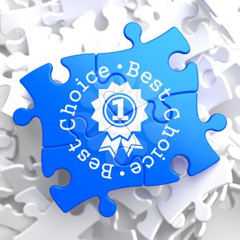 Best Choice Written Arround Icon of Award on Blue Puzzle. Business Concept.