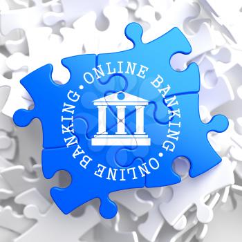 Online Banking on Blue Puzzle. Business Concept.