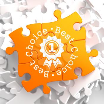 Best Choice Written Arround Icon of Award on Orange Puzzle. Business Concept.