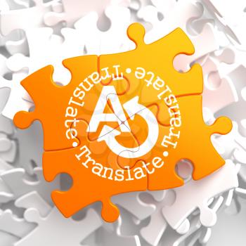 Translate on Orange Puzzle. Communication Concept.