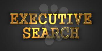 Executive Search - Business Background. Golden Text on a Black Background.