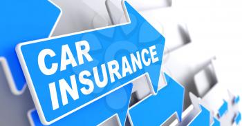 Car Insurance - Business Concept. Blue Arrow with Car Insurance Words on a Grey Background.