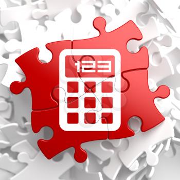 Icon of Calculator on Red Puzzle.