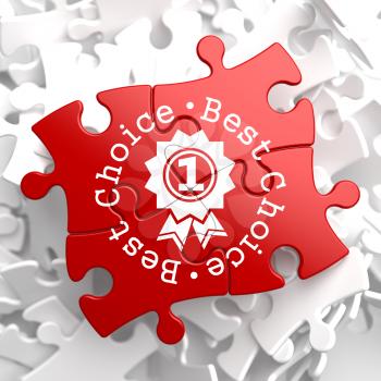 Best Choice Written Arround Icon of Award on Red Puzzle. Business Concept.