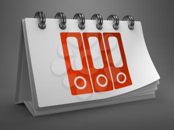 Data Concept -  Folders Icon - Located on White Desktop Calendar.