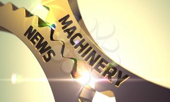 Machinery News - Industrial Design. Machinery News on the Mechanism of Golden Metallic Gears with Lens Flare. Machinery News on the Mechanism of Golden Metallic Cog Gears with Glow Effect. 3D.