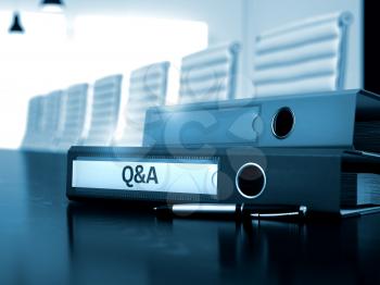 Question and Answer - Illustration. Question and Answer on Toned Background. Business Concept on Blurred Background. File Folder with Inscription Question and Answer on Desktop. 3D.