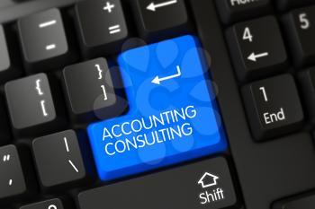 Modern Keyboard with the words Accounting Consulting on Blue Key. 3D Illustration.