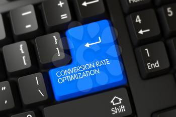 Conversion Rate Optimization Button on PC Keyboard. 3D Render.