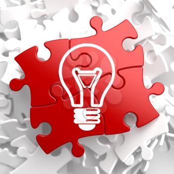 Royalty Free Clipart Image of a Light Bulb Jigsaw