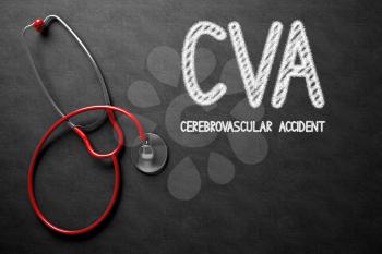 Medical Concept: CVA - Cerebrovascular Accident - Medical Concept on Black Chalkboard. Medical Concept: CVA - Cerebrovascular Accident Handwritten on Black Chalkboard. 3D Rendering.