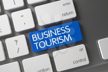 Business Tourism Concept Metallic Keyboard with Business Tourism on Blue Enter Button Background, Selected Focus. 3D.
