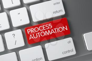 Concept of Process Automation, with Process Automation on Red Enter Keypad on Modern Keyboard. 3D Render.