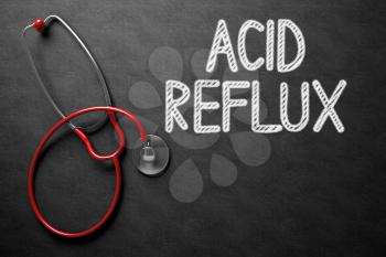 Medical Concept: Black Chalkboard with Acid Reflux. Medical Concept: Acid Reflux on Black Chalkboard. 3D Rendering.