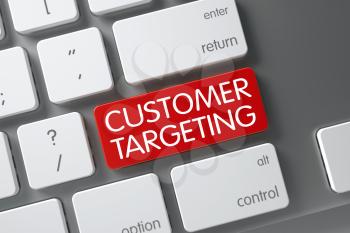 Customer Targeting Concept Slim Aluminum Keyboard with Customer Targeting on Red Enter Key Background, Selected Focus. 3D Illustration.