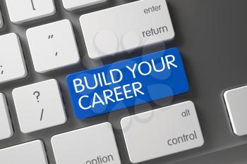 Build Your Career Concept: Metallic Keyboard with Build Your Career, Selected Focus on Blue Enter Button. 3D.