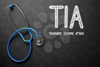 Medical Concept: TIA - Transient Ischemic Attack - Medical Concept on Black Chalkboard. Medical Concept: TIA - Transient Ischemic Attack Handwritten on Black Chalkboard. 3D Rendering.