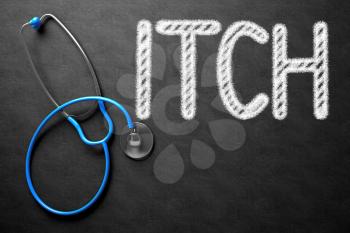 Medical Concept: Itch - Medical Concept on Black Chalkboard. Black Chalkboard with Itch - Medical Concept. 3D Rendering.