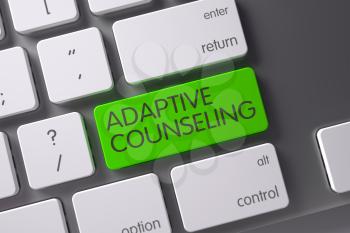 Adaptive Counseling Concept: Metallic Keyboard with Adaptive Counseling, Selected Focus on Green Enter Key. 3D Render.