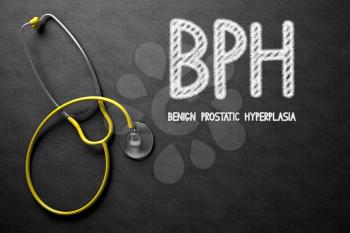 Medical Concept: Black Chalkboard with BPH - Benign Prostatic Hyperplasia. Black Chalkboard with BPH - Benign Prostatic Hyperplasia - Medical Concept. 3D Rendering.